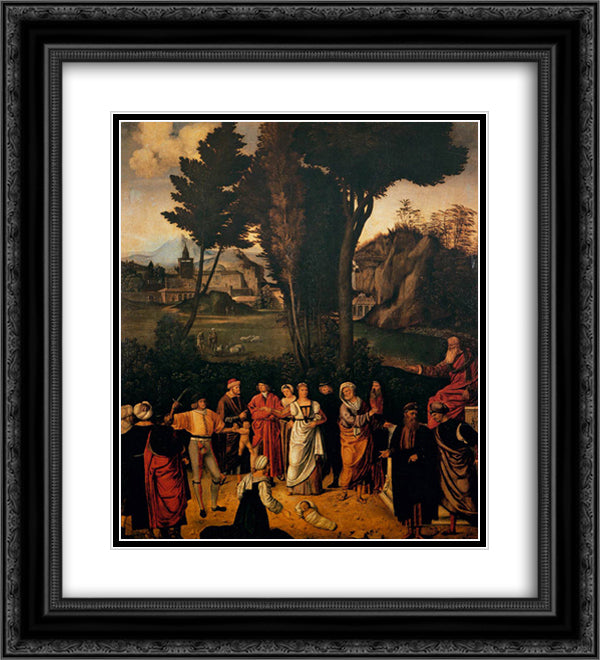 The Judgement of Solomon 20x22 Black Ornate Wood Framed Art Print Poster with Double Matting by Giorgione