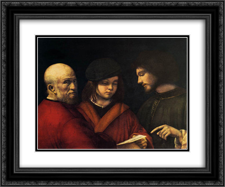 The Three Ages of Man 24x20 Black Ornate Wood Framed Art Print Poster with Double Matting by Giorgione