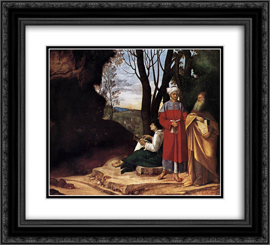 The Three Philosophers 22x20 Black Ornate Wood Framed Art Print Poster with Double Matting by Giorgione