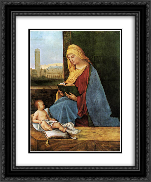 Virgin and Child (The Tallard Madonna) 20x24 Black Ornate Wood Framed Art Print Poster with Double Matting by Giorgione