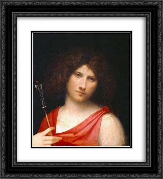 Youth holding an Arrow 20x22 Black Ornate Wood Framed Art Print Poster with Double Matting by Giorgione