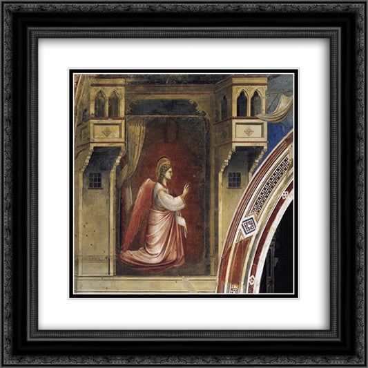 Annunciation The Angel Gabriel Sent by God 20x20 Black Ornate Wood Framed Art Print Poster with Double Matting by Giotto