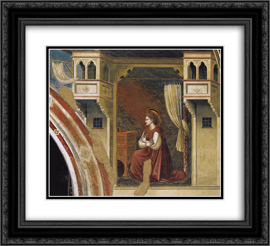 Annunciation The Virgin Receiving the Message 22x20 Black Ornate Wood Framed Art Print Poster with Double Matting by Giotto