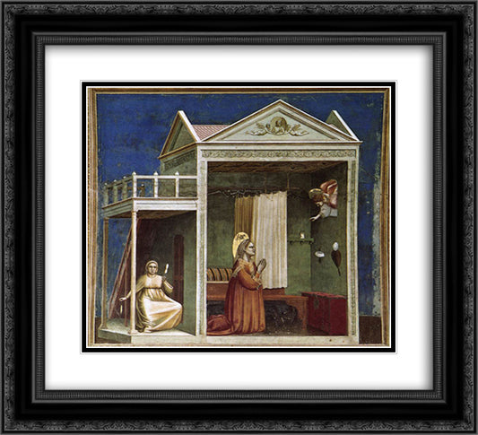 Annunciation to St Anne 22x20 Black Ornate Wood Framed Art Print Poster with Double Matting by Giotto