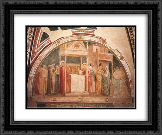 Annunciation to Zacharias 24x20 Black Ornate Wood Framed Art Print Poster with Double Matting by Giotto
