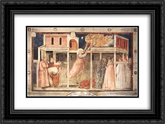 Ascension of the Evangelist 24x18 Black Ornate Wood Framed Art Print Poster with Double Matting by Giotto