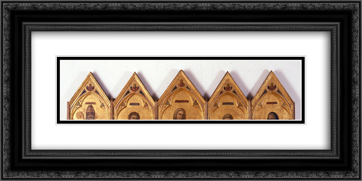 Badia Polyptych 24x12 Black Ornate Wood Framed Art Print Poster with Double Matting by Giotto