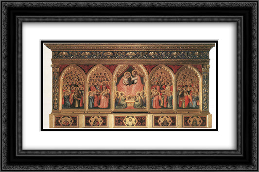 Baroncelli Polyptych 24x16 Black Ornate Wood Framed Art Print Poster with Double Matting by Giotto