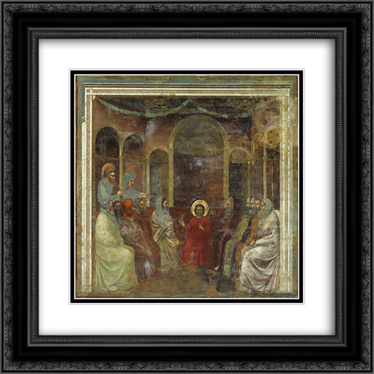 Christ among the Doctors 20x20 Black Ornate Wood Framed Art Print Poster with Double Matting by Giotto