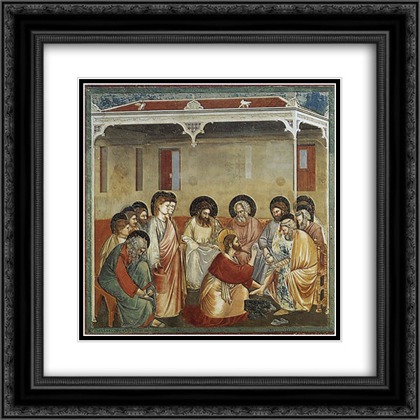 Christ Washing the Disciples' Feet 20x20 Black Ornate Wood Framed Art Print Poster with Double Matting by Giotto