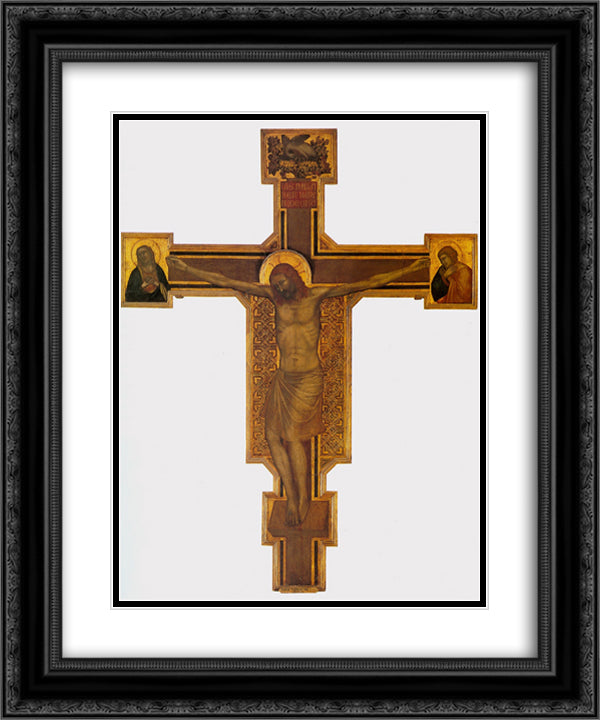 Crucifixion 20x24 Black Ornate Wood Framed Art Print Poster with Double Matting by Giotto