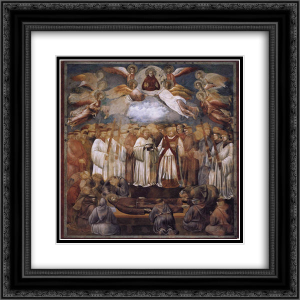 Death and Ascension of St. Francis 20x20 Black Ornate Wood Framed Art Print Poster with Double Matting by Giotto