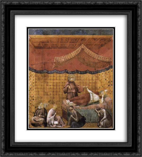 Dream of St. Gregory 20x22 Black Ornate Wood Framed Art Print Poster with Double Matting by Giotto