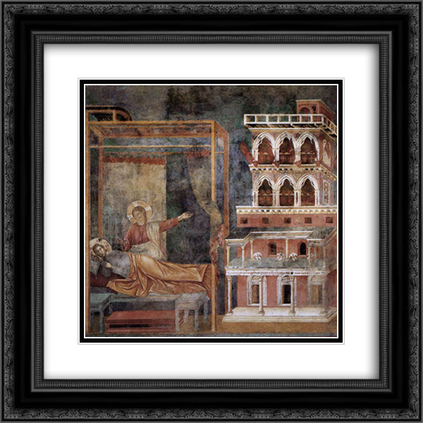 Dream of the Palace 20x20 Black Ornate Wood Framed Art Print Poster with Double Matting by Giotto