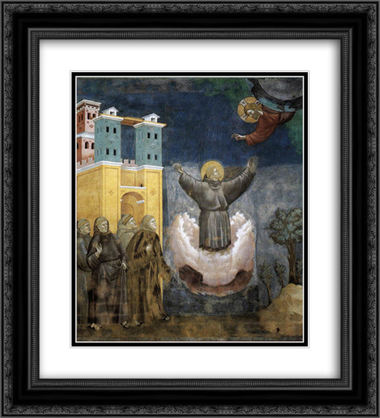 Ecstasy of St. Francis 20x22 Black Ornate Wood Framed Art Print Poster with Double Matting by Giotto