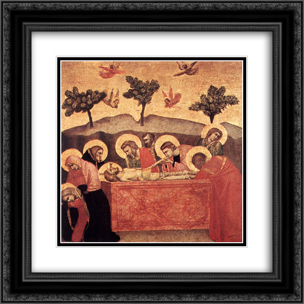 Entombment 20x20 Black Ornate Wood Framed Art Print Poster with Double Matting by Giotto