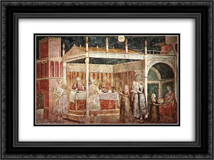 Feast of Herod 24x18 Black Ornate Wood Framed Art Print Poster with Double Matting by Giotto