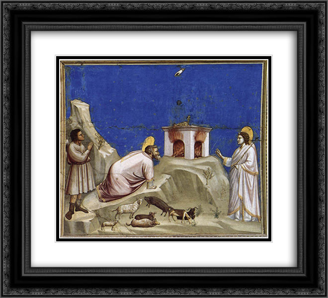 Joachim's Sacrificial Offering 22x20 Black Ornate Wood Framed Art Print Poster with Double Matting by Giotto