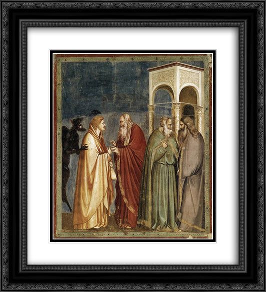 Judas Receiving Payment for his Betrayal 20x22 Black Ornate Wood Framed Art Print Poster with Double Matting by Giotto