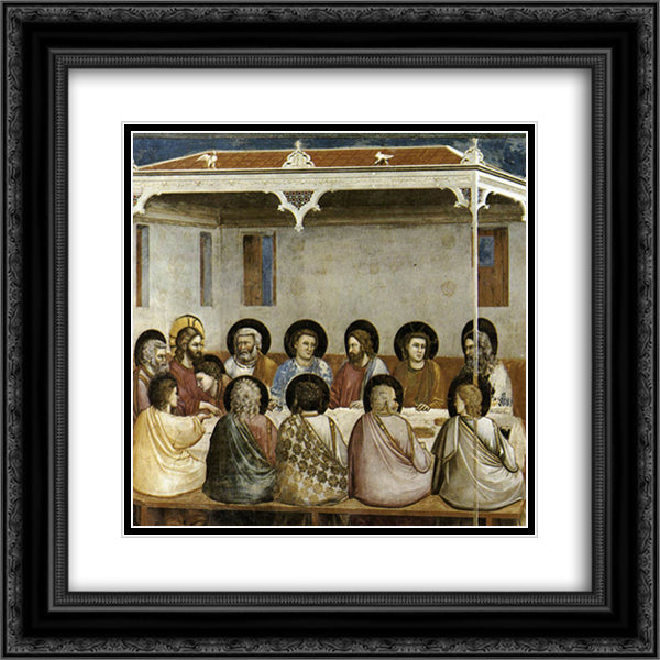 Last Supper 20x20 Black Ornate Wood Framed Art Print Poster with Double Matting by Giotto