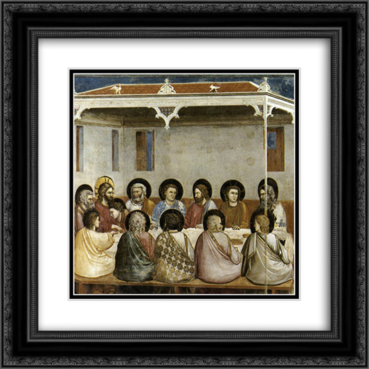 Last Supper 20x20 Black Ornate Wood Framed Art Print Poster with Double Matting by Giotto