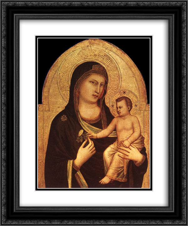 Madonna and Child 20x24 Black Ornate Wood Framed Art Print Poster with Double Matting by Giotto