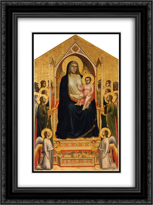 Madonna in Maest (Ognissanti Madonna) 18x24 Black Ornate Wood Framed Art Print Poster with Double Matting by Giotto