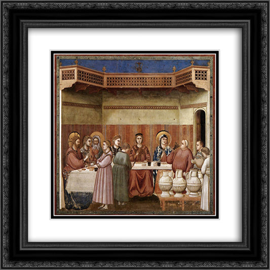 Marriage at Cana 20x20 Black Ornate Wood Framed Art Print Poster with Double Matting by Giotto