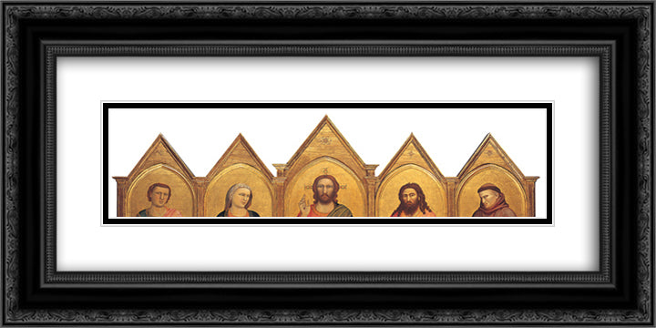 Peruzzi Altarpiece 24x12 Black Ornate Wood Framed Art Print Poster with Double Matting by Giotto