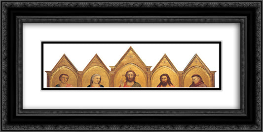 Peruzzi Altarpiece 24x12 Black Ornate Wood Framed Art Print Poster with Double Matting by Giotto