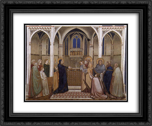 Presentation of Christ in the Temple 24x20 Black Ornate Wood Framed Art Print Poster with Double Matting by Giotto