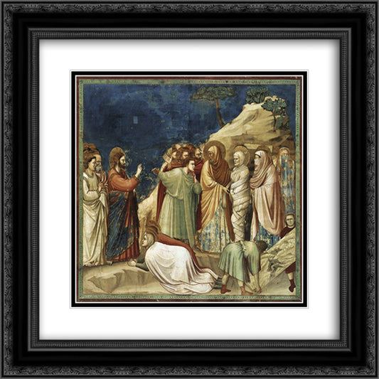 Raising of Lazarus 20x20 Black Ornate Wood Framed Art Print Poster with Double Matting by Giotto