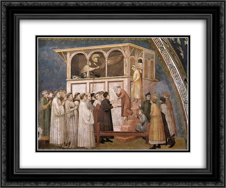 Raising of the Boy in Sessa 24x20 Black Ornate Wood Framed Art Print Poster with Double Matting by Giotto