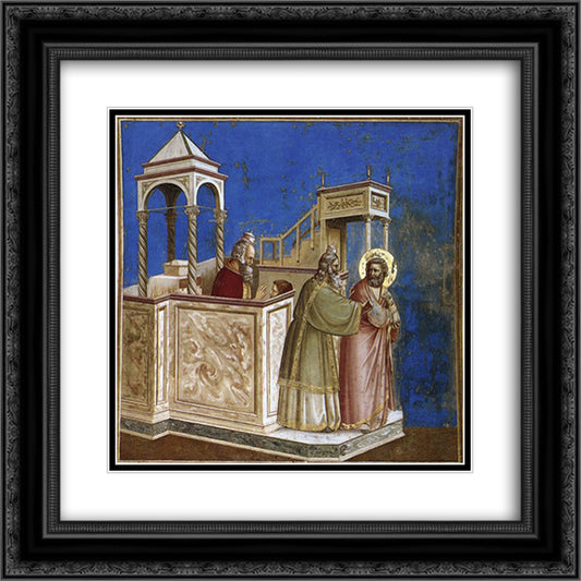 Rejection of Joachim's Sacrifice 20x20 Black Ornate Wood Framed Art Print Poster with Double Matting by Giotto