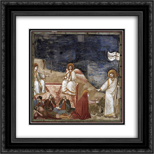 Resurrection (Noli me tangere) 20x20 Black Ornate Wood Framed Art Print Poster with Double Matting by Giotto