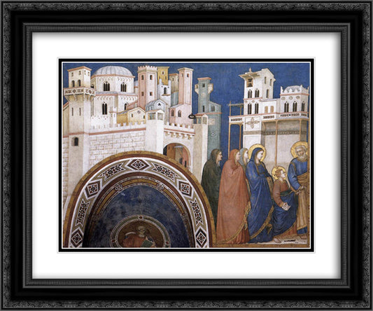 Return of Christ to Jerusalem 24x20 Black Ornate Wood Framed Art Print Poster with Double Matting by Giotto