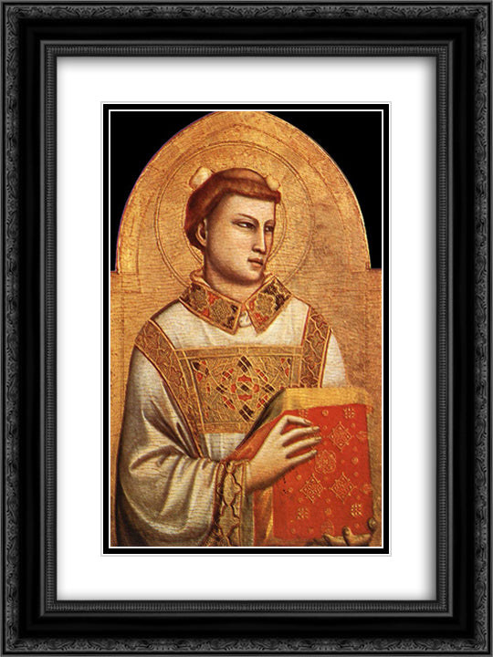 Saint Stephen 18x24 Black Ornate Wood Framed Art Print Poster with Double Matting by Giotto