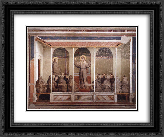 St. Francis Appears to St. Anthony in Arles 24x20 Black Ornate Wood Framed Art Print Poster with Double Matting by Giotto