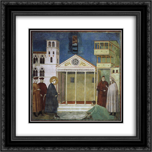 St. Francis Honoured by a Simple Man 20x20 Black Ornate Wood Framed Art Print Poster with Double Matting by Giotto