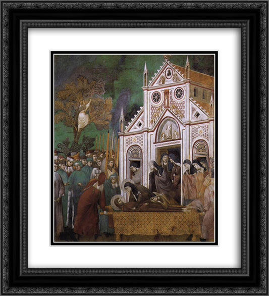 St. Francis Mourned by St. Clare 20x22 Black Ornate Wood Framed Art Print Poster with Double Matting by Giotto