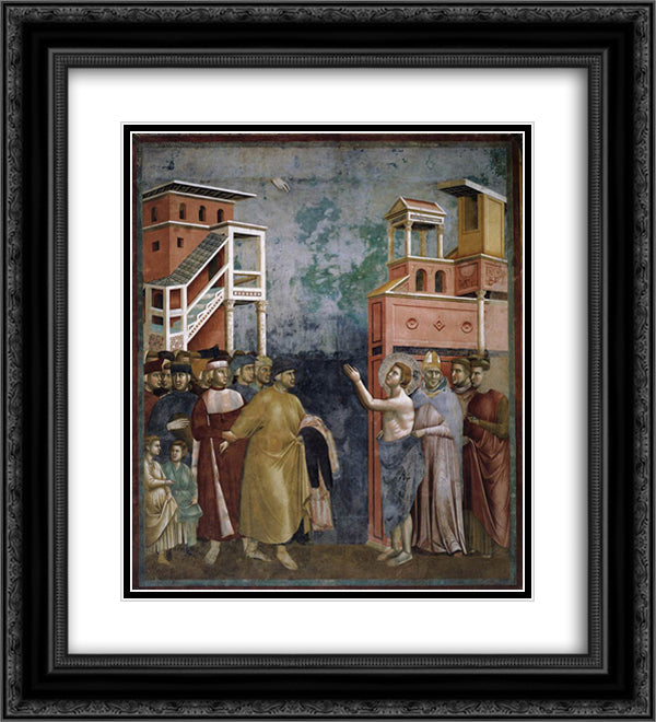 St. Francis Renounces all Worldly Goods 20x22 Black Ornate Wood Framed Art Print Poster with Double Matting by Giotto