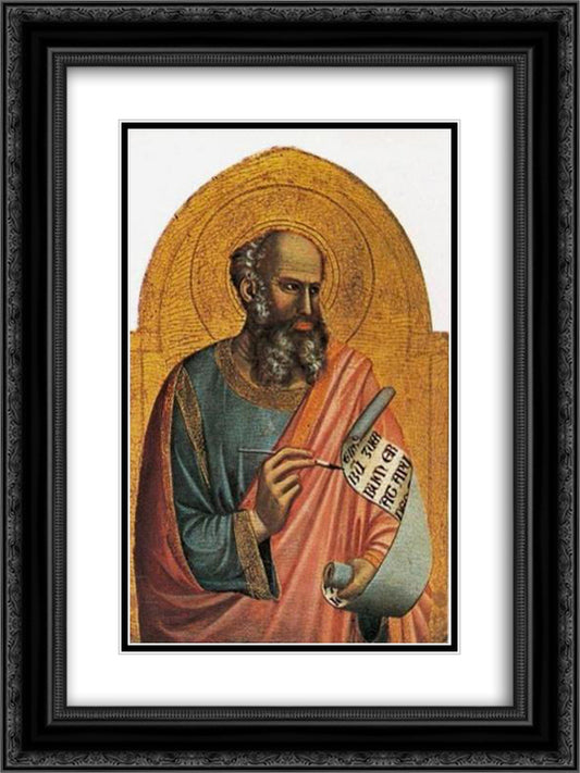 St. John Evangelist 18x24 Black Ornate Wood Framed Art Print Poster with Double Matting by Giotto