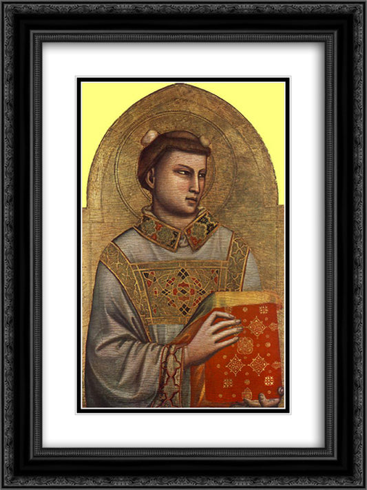 St. Stephen 18x24 Black Ornate Wood Framed Art Print Poster with Double Matting by Giotto