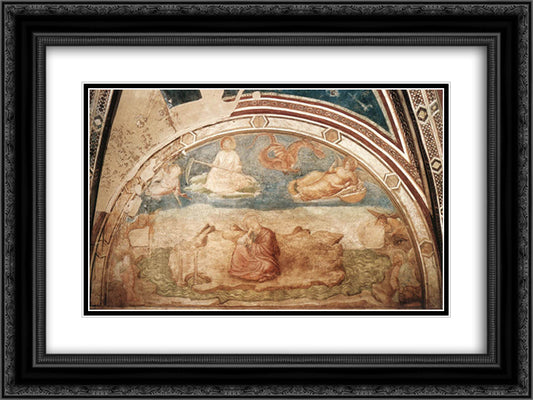 St John on Patmos 24x18 Black Ornate Wood Framed Art Print Poster with Double Matting by Giotto