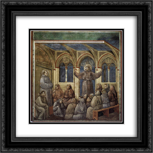 The Apparition at the Chapter House at Arles 20x20 Black Ornate Wood Framed Art Print Poster with Double Matting by Giotto