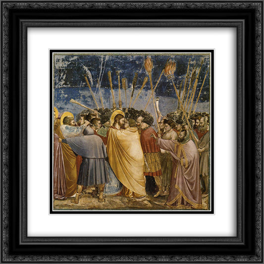 The Arrest of Christ (Kiss of Judas) 20x20 Black Ornate Wood Framed Art Print Poster with Double Matting by Giotto