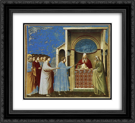 The Bringing of the Rods to the Temple 22x20 Black Ornate Wood Framed Art Print Poster with Double Matting by Giotto