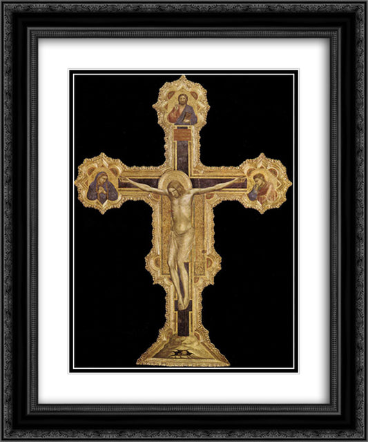 The Crucifixion 20x24 Black Ornate Wood Framed Art Print Poster with Double Matting by Giotto