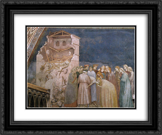 The Death of the Boy in Sessa 24x20 Black Ornate Wood Framed Art Print Poster with Double Matting by Giotto