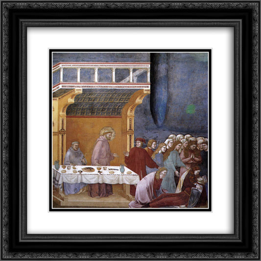 The Death of the Knight of Celano 20x20 Black Ornate Wood Framed Art Print Poster with Double Matting by Giotto